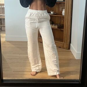 Zara White Linen Drawstring Pants NWT